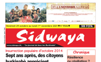 Une Sidwaya du 29 octobre au 01 novembre 2021