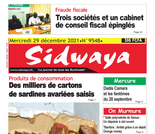 Une Sidwaya du 29-12-2021