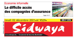 Une du Sidwaya du 2/12/2021