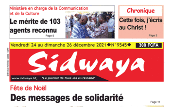 Une Sidwaya du 24 au 26-12-2021