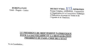 Burkina Faso : une commission technique mise en place pour élaborer les projets de textes de la transition