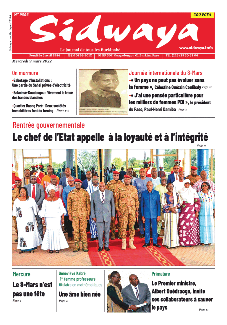 Une Sidwaya du 09-03-2022