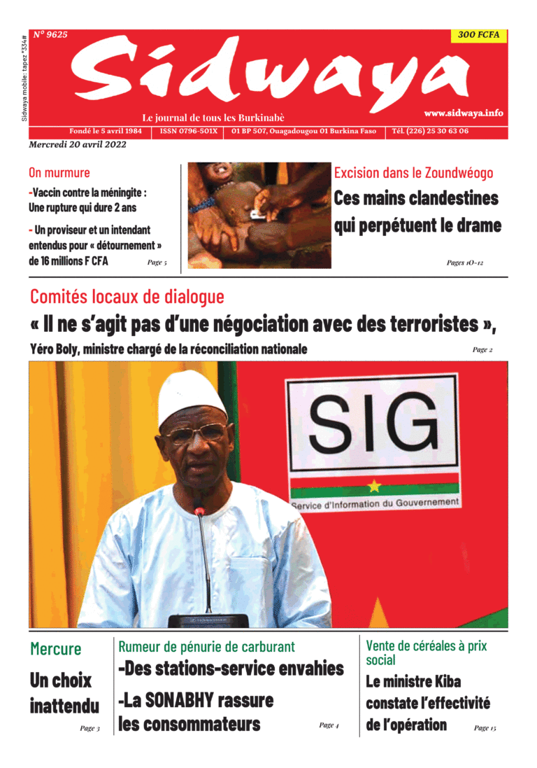 Une Sidwaya du 20-04-2022