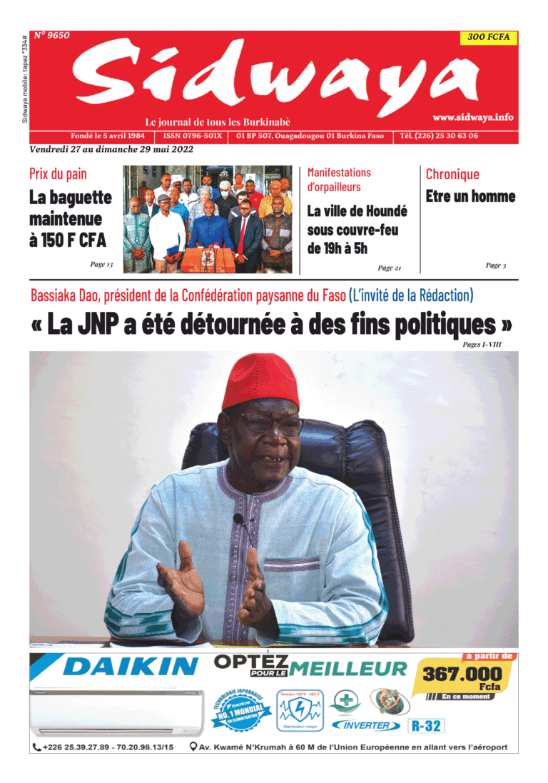 Une Sidwaya du 27 au 29-05-2022
