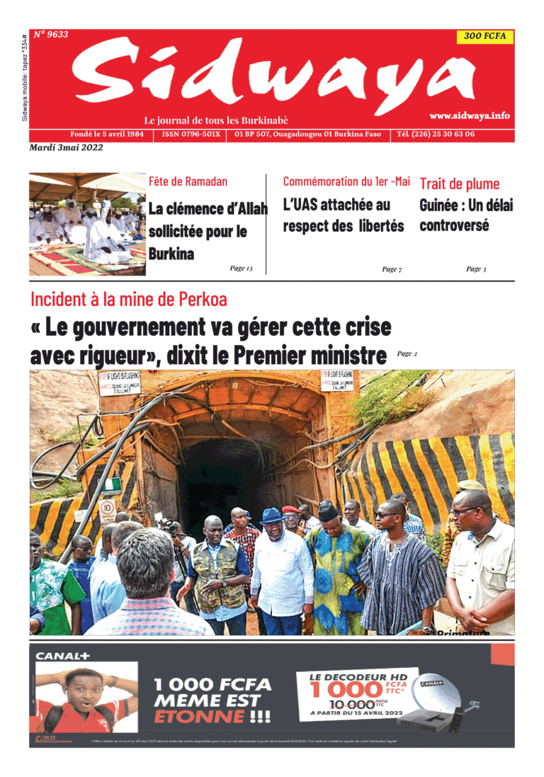 Une Sidwaya du 03-05-2022