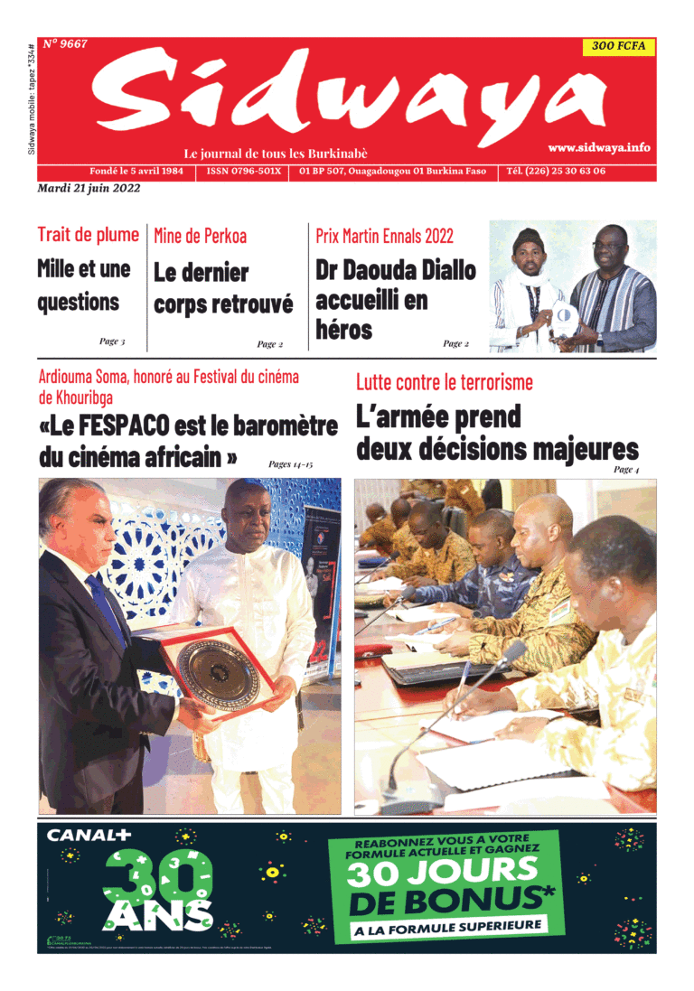 Une Sidwaya du 21-06-2022