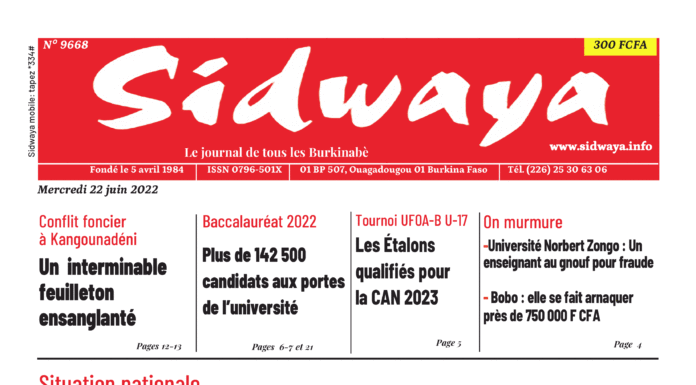 Une Sidwaya du 22-06-2022