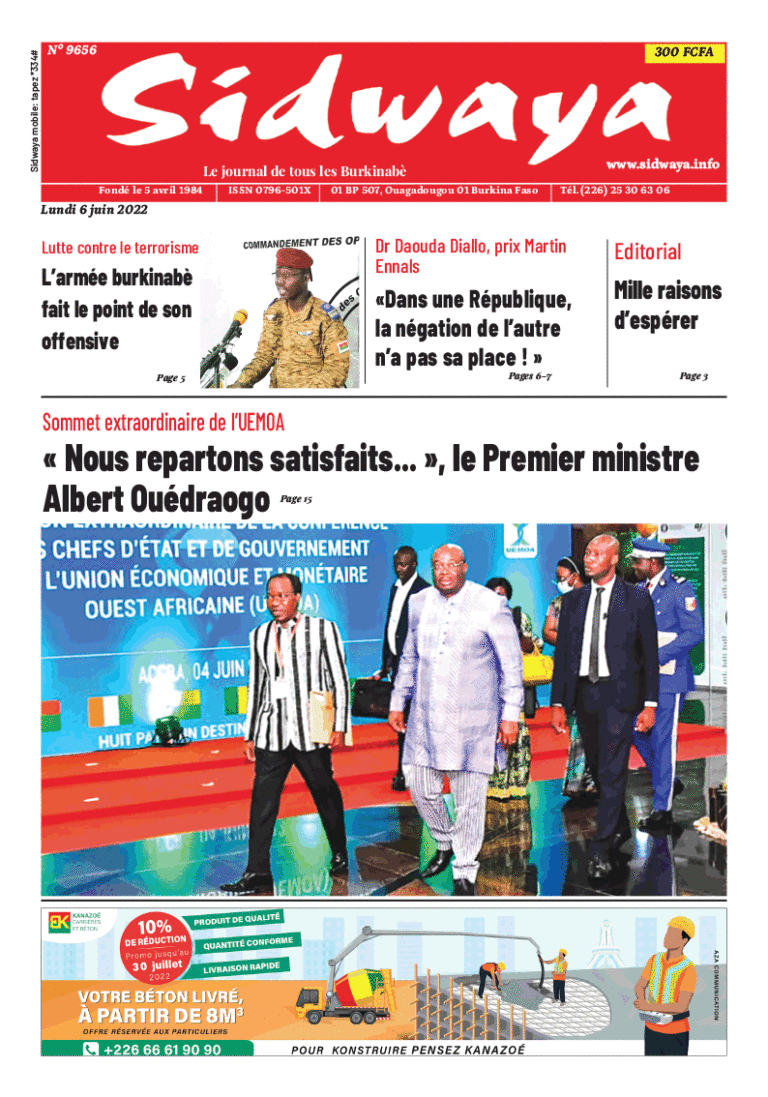 Une Sidwaya du 06-06-2022