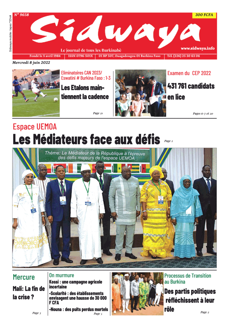 Une Sidwaya du 08-06-2022