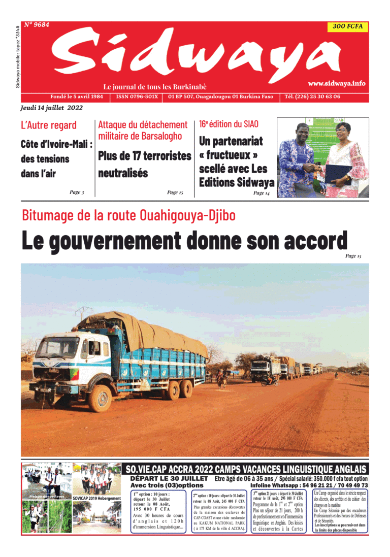 Une Sidwaya du 14-07-2022