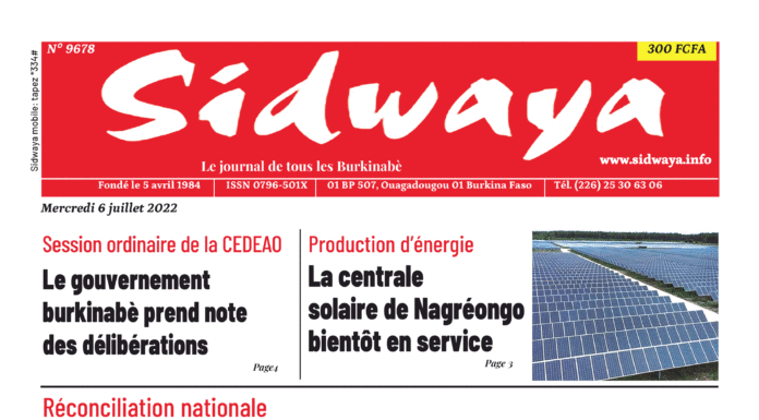 Une Sidwaya du 06-07-2022
