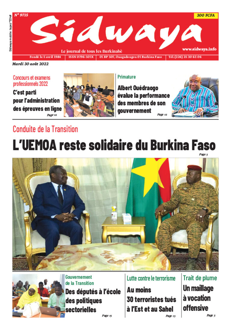 Une du 30/08/2022