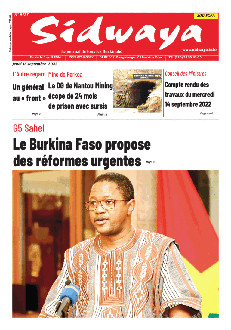 Une Sidwaya du 15-09-2022