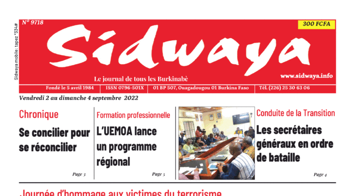 Une Sidwaya du 02 au 04-09-2022