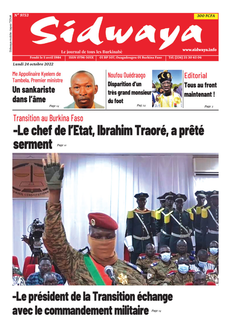 Une Sidwaya du 24-10-2022