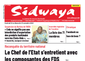 Une Sidwaya du 11 au 13-11-2022