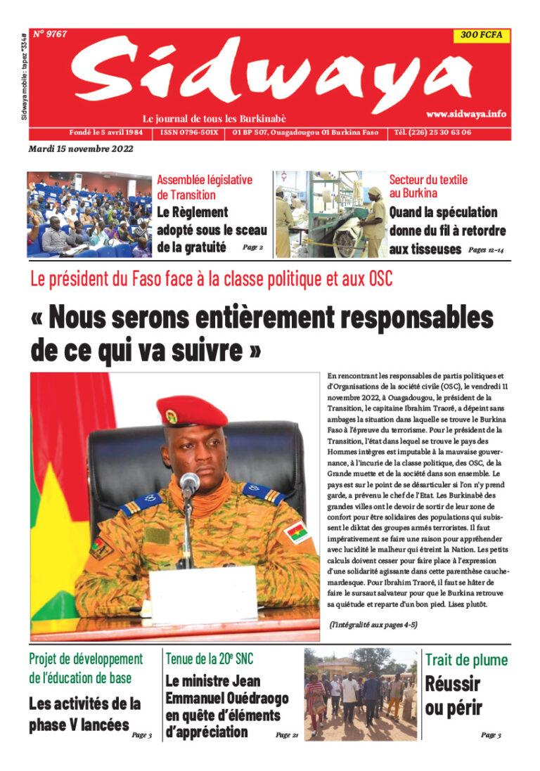 Une du 15/11/2022