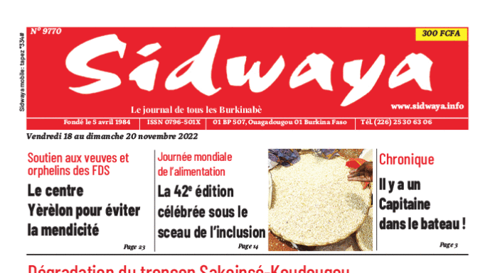 Une Sidwaya du 18 au 20-11-2022