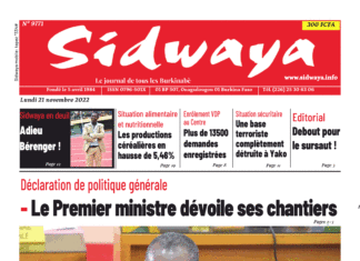 Une Sidwaya du 21-11-2022