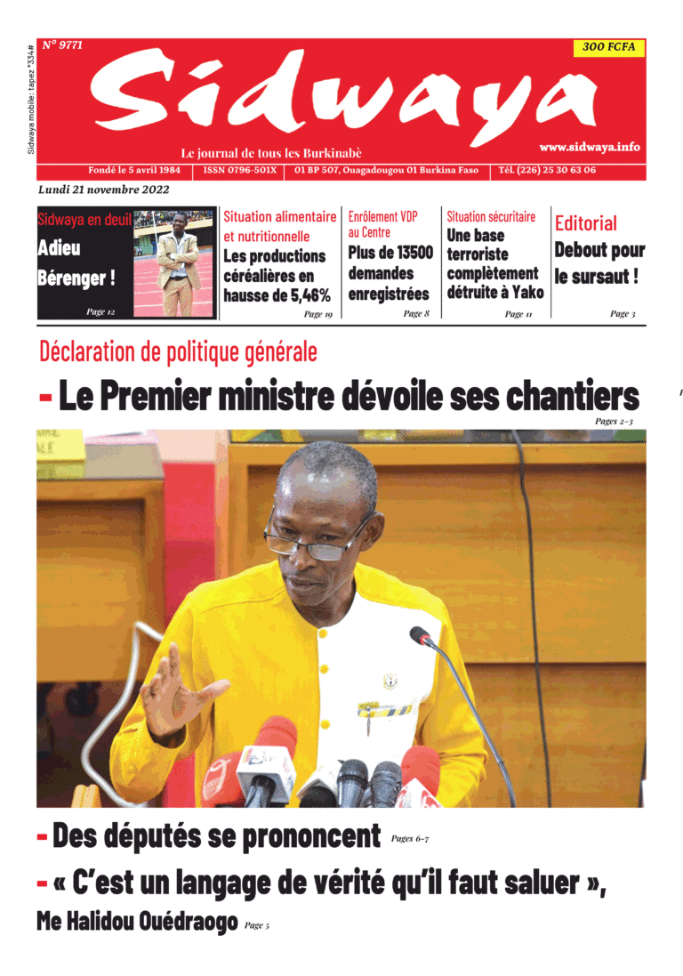 Une Sidwaya du 21-11-2022