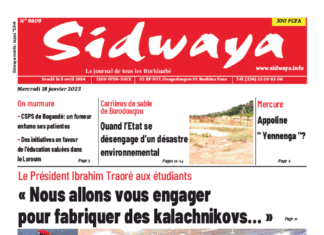 Une Sidwaya du 18-01-2023