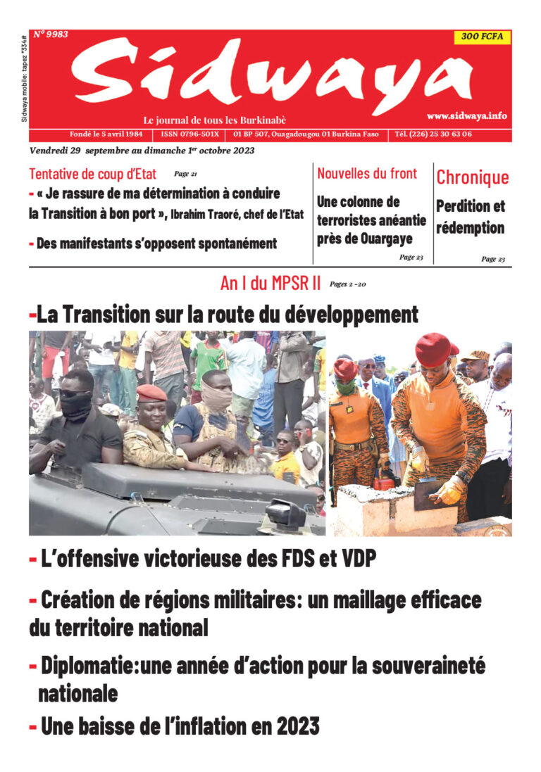 Une du 29-09-2023