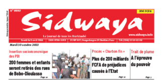 Une Sidwaya du 10-10-2023