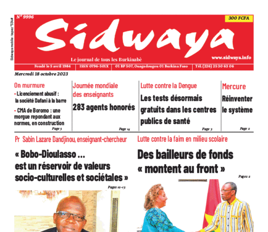 Une Sidwaya du 18-10-2023