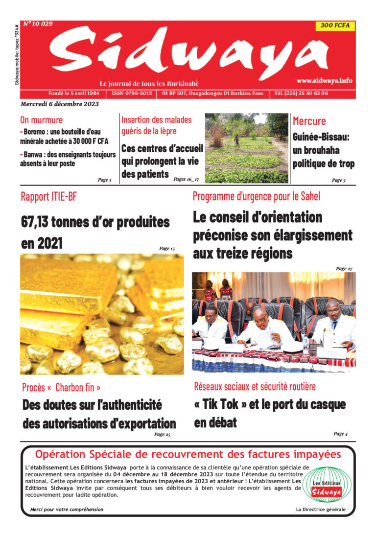 Une Sidwaya du 06-12-2023