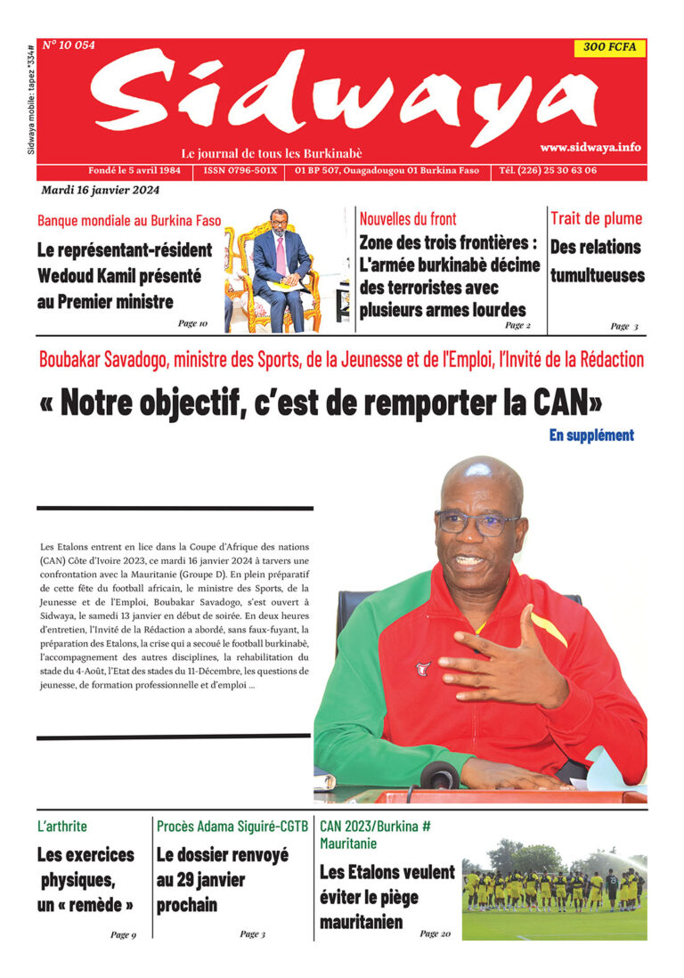 Une du 16-01-2024