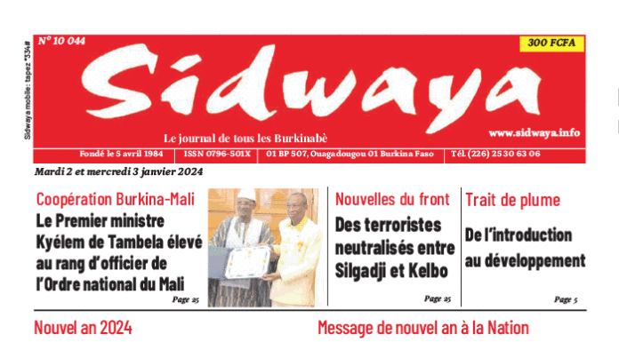 Une Sidwaya du 02 et du 03-01-2024