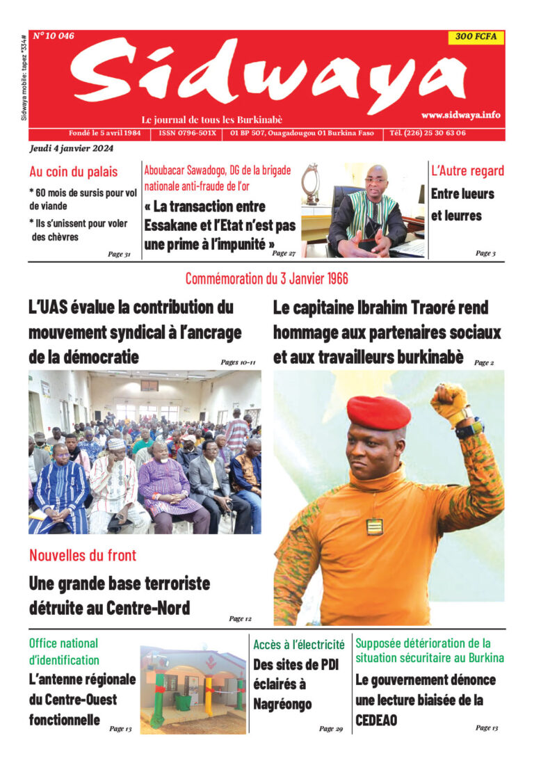 Une Sidwaya du 4-01-2024