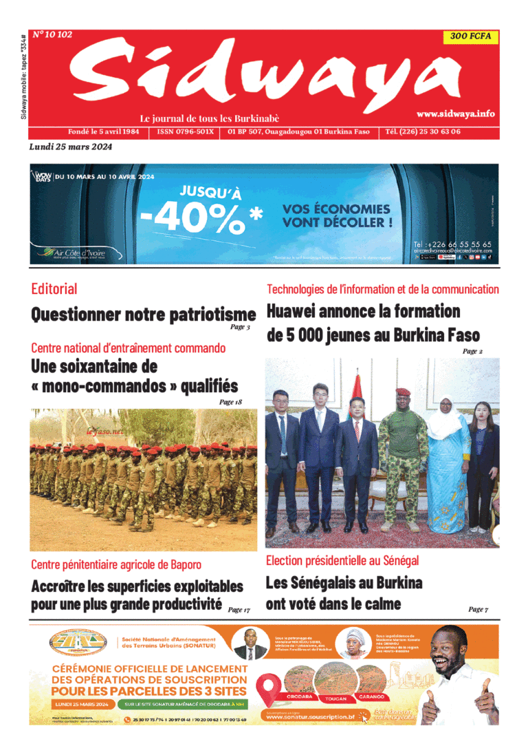Une Sidwaya du 25-03-2024
