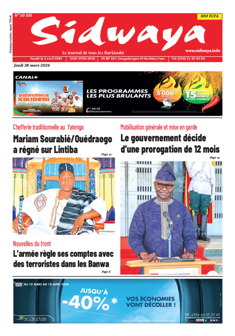 Une sidwaya du 28-03-2024
