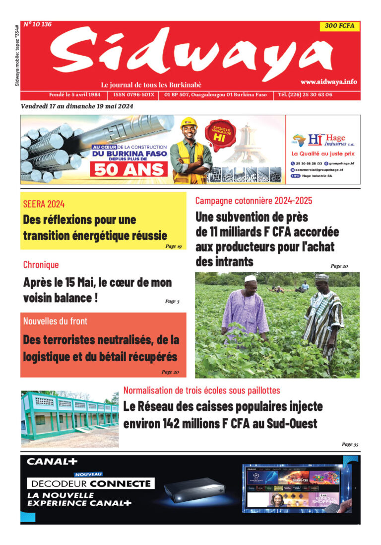 Une du 17-05-2024