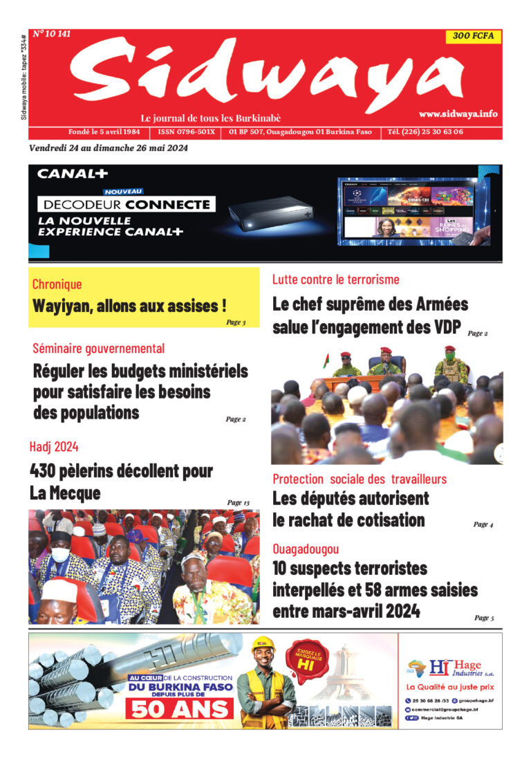 Une sidwaya du 24-05-2024