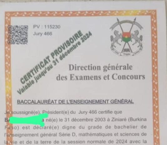 BAC 2024 : Un détenu de Ziniaré obtient son Baccalauréat série D avec près de 12 de Moyenne