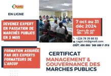 Appel à candidatures : Recrutement 7ième promotion pour la formation certifiante en Management & Gouvernance des Marchés Publics