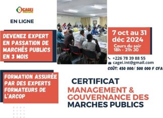 Appel à candidatures : Recrutement 7ième promotion pour la formation certifiante en Management & Gouvernance des Marchés Publics