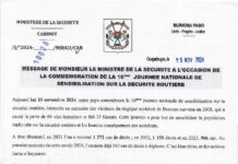 Commémoration de la 16e journée nationale de sensibilisation sur la sécurité routière: le message du ministre de la sécurité Mahamadou SANA