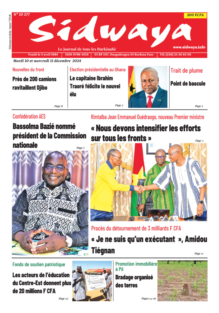Une Sidwaya du 10 et 11-12-2024