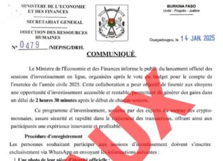 Burkina Faso : un faux communiqué sur les investissements en ligne refait surface sur les réseaux sociaux