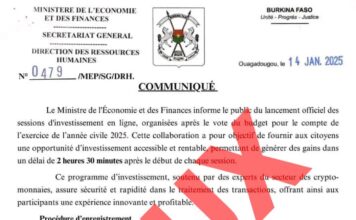 Burkina Faso : un faux communiqué sur les investissements en ligne refait surface sur les réseaux sociaux