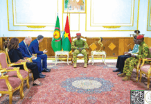 Coopération internationale: le capitaine Ibrahim Traoré reçoit l’ambassadeur de l’Union européenne en fin de mission