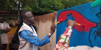 Caravane citoyenneté active: des coups de pinceaux sur les murs et voies de Kaya