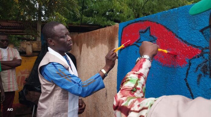 Caravane citoyenneté active: des coups de pinceaux sur les murs et voies de Kaya