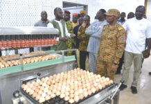 Production de poussins de chair: le commandant Sombié visite deux couvoirs