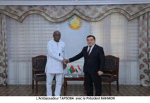 Coopération Burkina-Tadjikistan: l’ambassadeur Ludovic Tapsoba présente ses lettres de créance