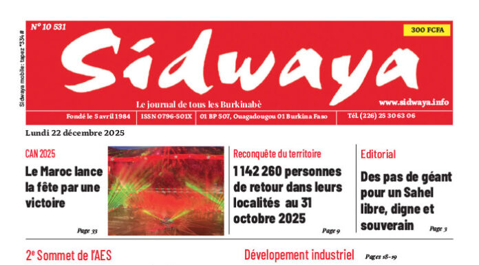 Une Sidwaya du 22-12-2025