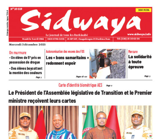 Une Sidwaya du 03-12-2025